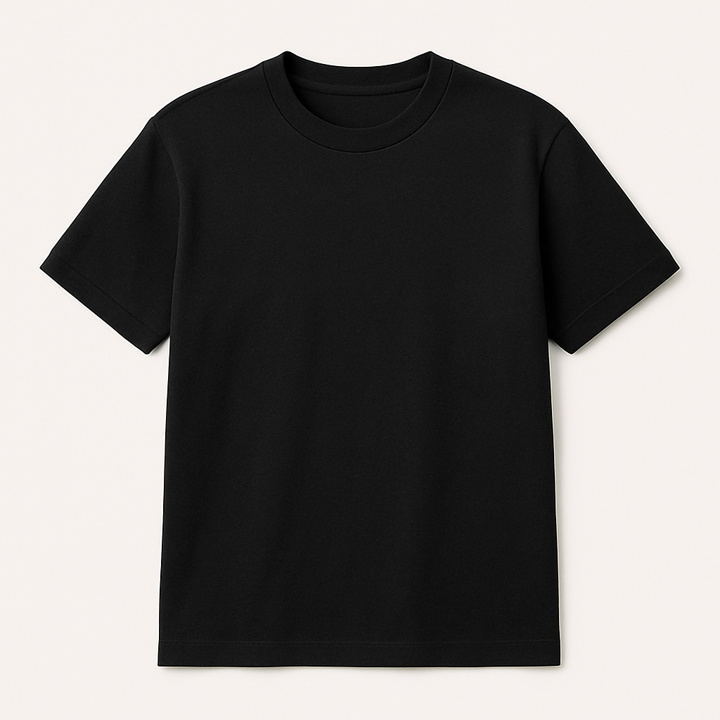 Essential Black Tee - Premium cotton black t-shirt. Classic crew neck design with comfortable fit for everyday style.